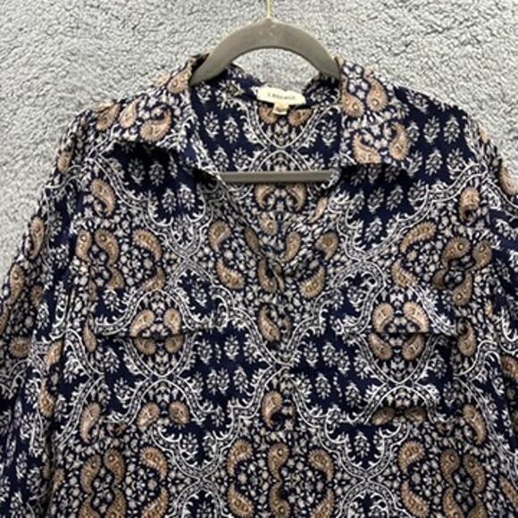 L'Agence Women's Small 100% Silk Button Up Long Sleeve Blouse Flowy Feminine EUC - Picture 2 of 9